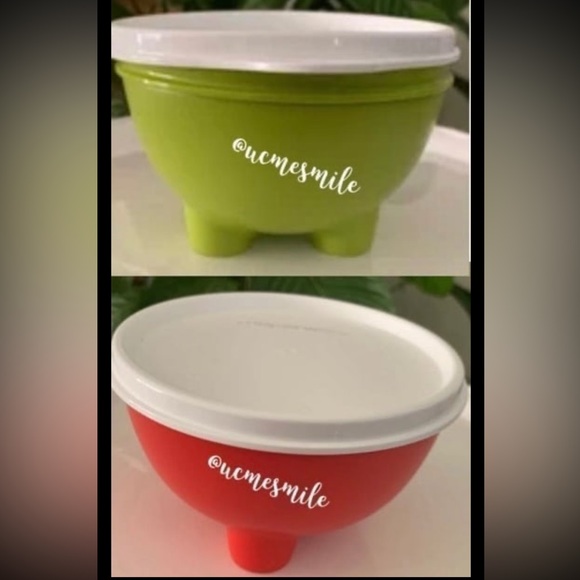 Tupperware Red/Green Guacamole Salsa Bowl Set - Picture 2 of 9